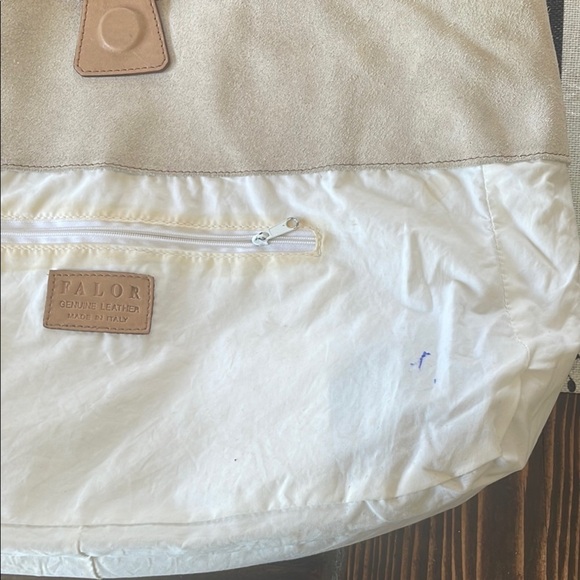 Falor Cream Soft Suede Tan Leather Braided Leather Handles - Picture 12 of 15